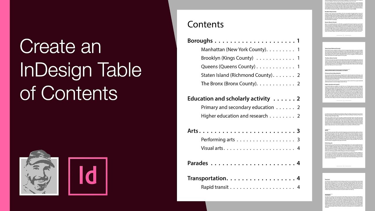 Indesign Table Of Contents Template